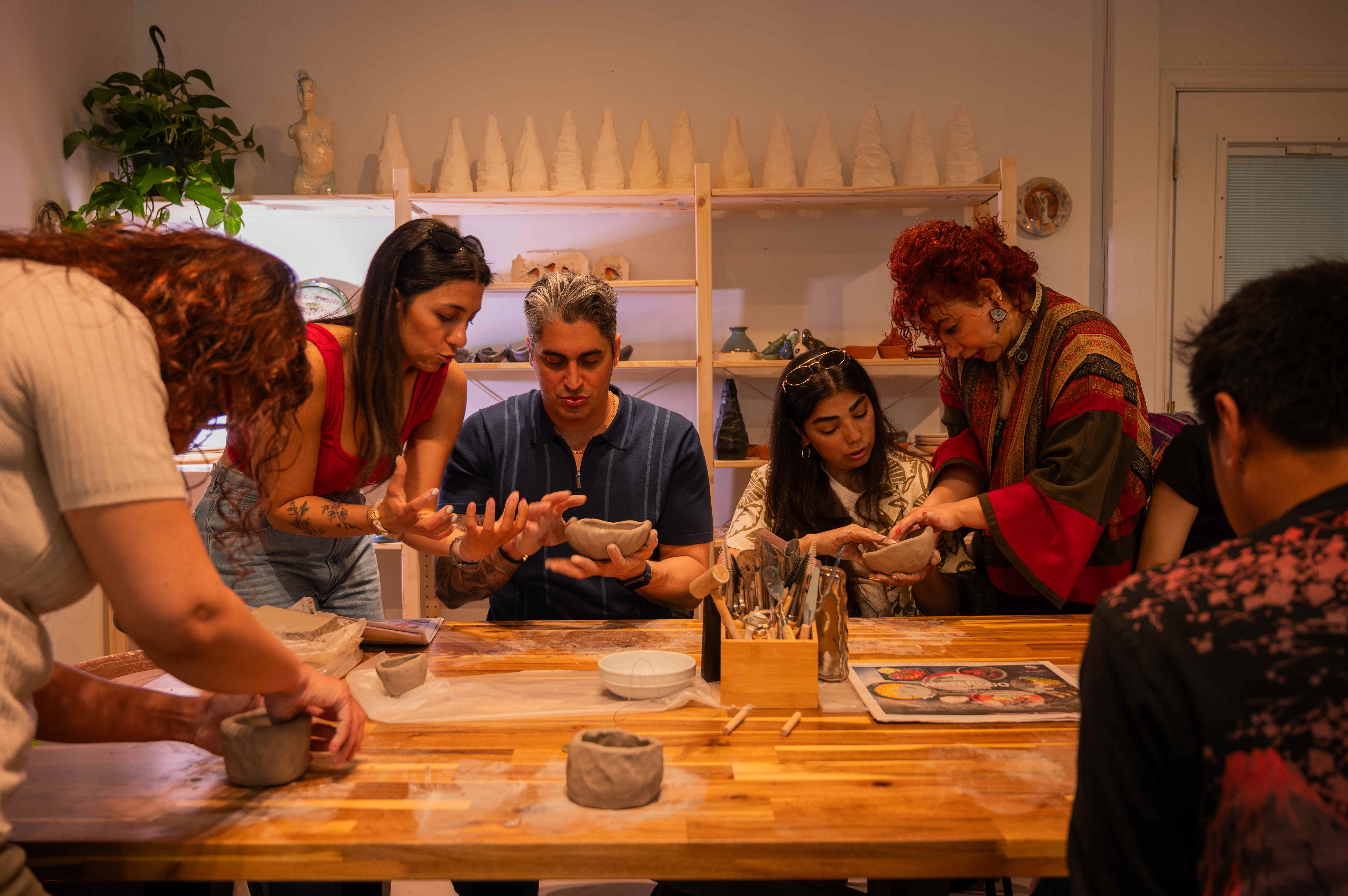 Pottery workshop with students learning from our master instructors